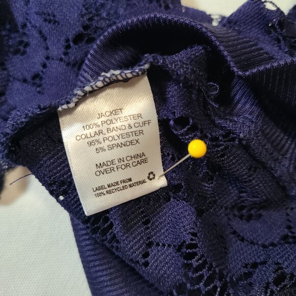 Beautees Girls Blue Lace Bomber Jacket Size 7 Floral Zip-Up Lightweight Layer - Picture 6 of 6